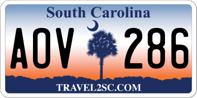 SC license plate AOV286