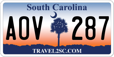 SC license plate AOV287