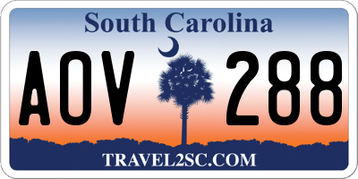 SC license plate AOV288