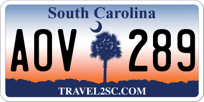 SC license plate AOV289