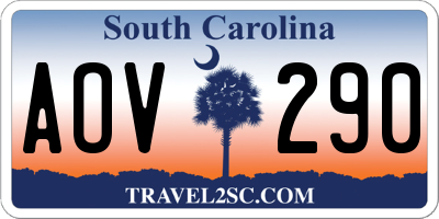 SC license plate AOV290