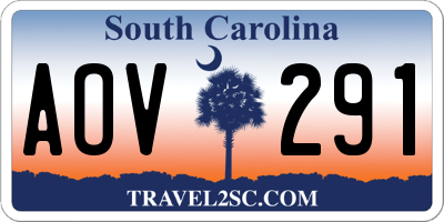 SC license plate AOV291