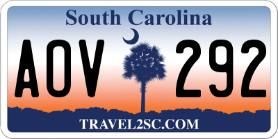 SC license plate AOV292