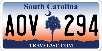 SC license plate AOV294