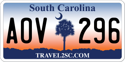 SC license plate AOV296