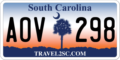 SC license plate AOV298