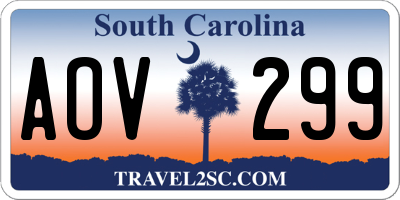 SC license plate AOV299