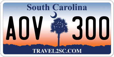 SC license plate AOV300