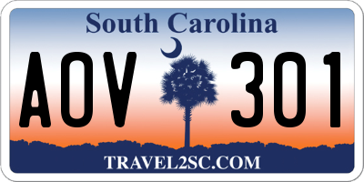 SC license plate AOV301