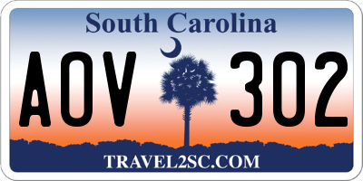 SC license plate AOV302