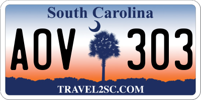 SC license plate AOV303