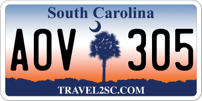 SC license plate AOV305