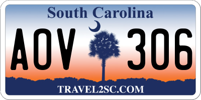 SC license plate AOV306