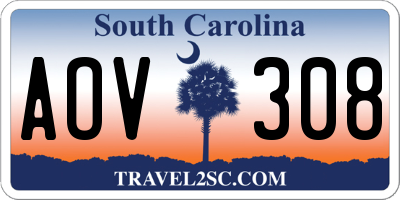 SC license plate AOV308