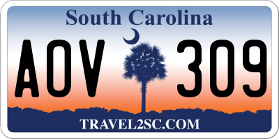 SC license plate AOV309