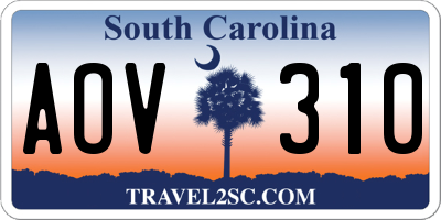 SC license plate AOV310