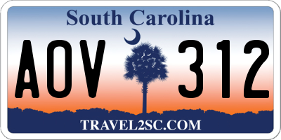 SC license plate AOV312