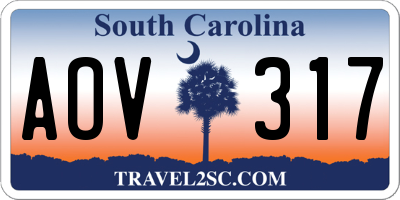SC license plate AOV317