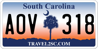 SC license plate AOV318