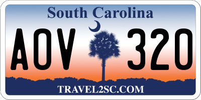 SC license plate AOV320