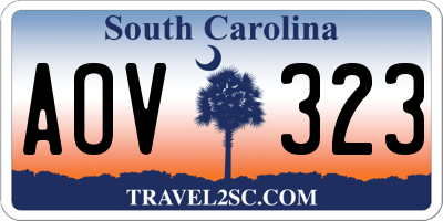 SC license plate AOV323