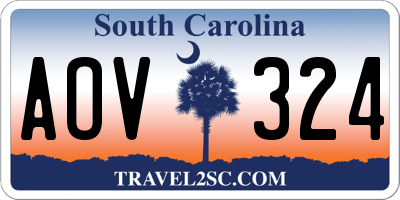 SC license plate AOV324
