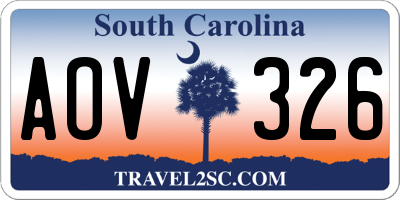 SC license plate AOV326