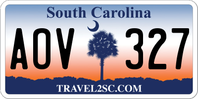 SC license plate AOV327