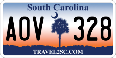 SC license plate AOV328