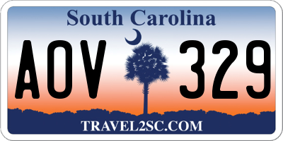 SC license plate AOV329