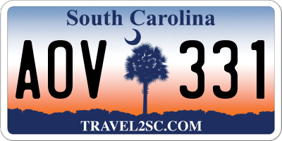 SC license plate AOV331