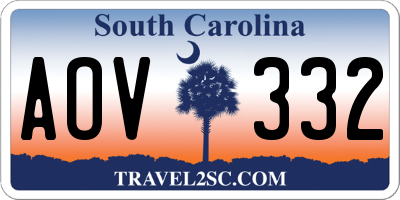 SC license plate AOV332