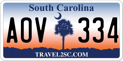 SC license plate AOV334