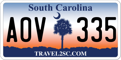 SC license plate AOV335