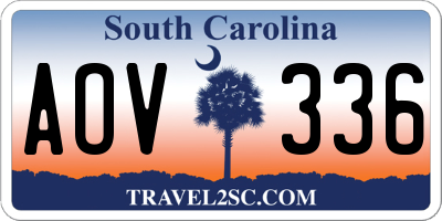 SC license plate AOV336