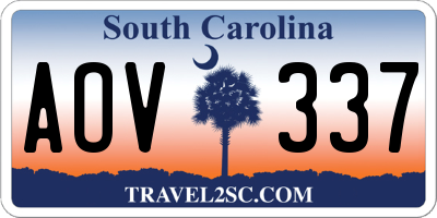 SC license plate AOV337