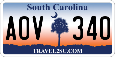 SC license plate AOV340