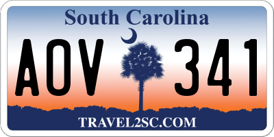 SC license plate AOV341