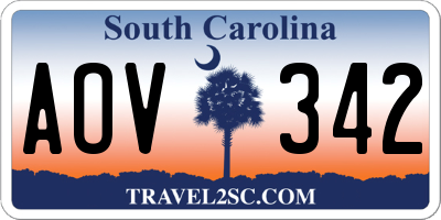 SC license plate AOV342