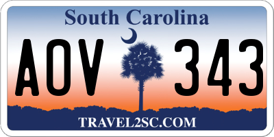 SC license plate AOV343