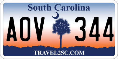 SC license plate AOV344