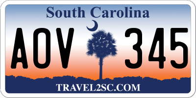 SC license plate AOV345
