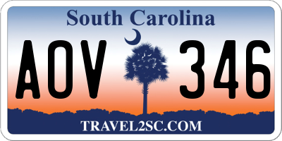 SC license plate AOV346