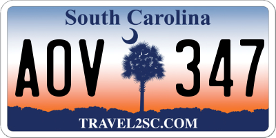 SC license plate AOV347