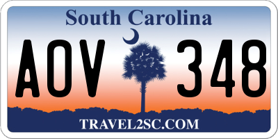 SC license plate AOV348