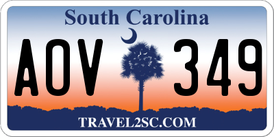 SC license plate AOV349