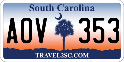 SC license plate AOV353