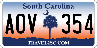 SC license plate AOV354