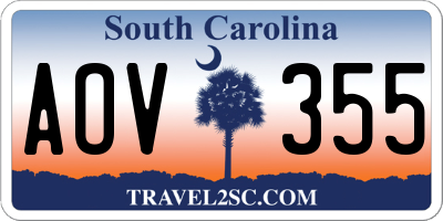 SC license plate AOV355