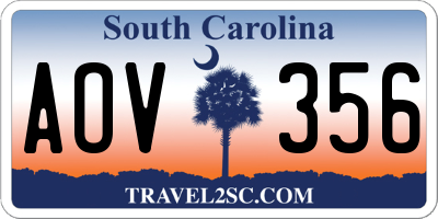 SC license plate AOV356